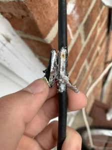 Damaged coaxial cable